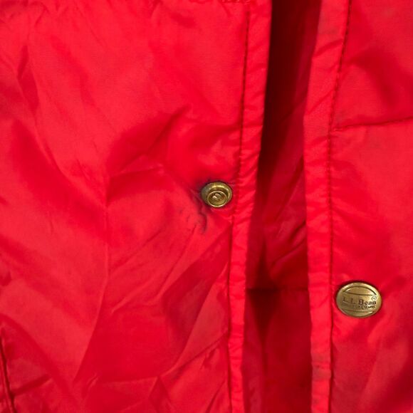 LL Bean Goose Down Quilted Puffer Vest Mens Large Snap Button Red Vintage 80s - Picture 5 of 13
